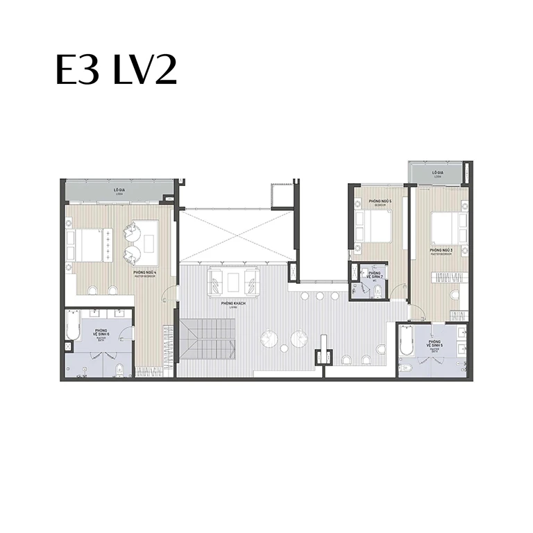 Layout căn hộ Penthouse 4 phòng ngủ diện tích 366 m² tầng 2 tại Ambience Hải Phòng
